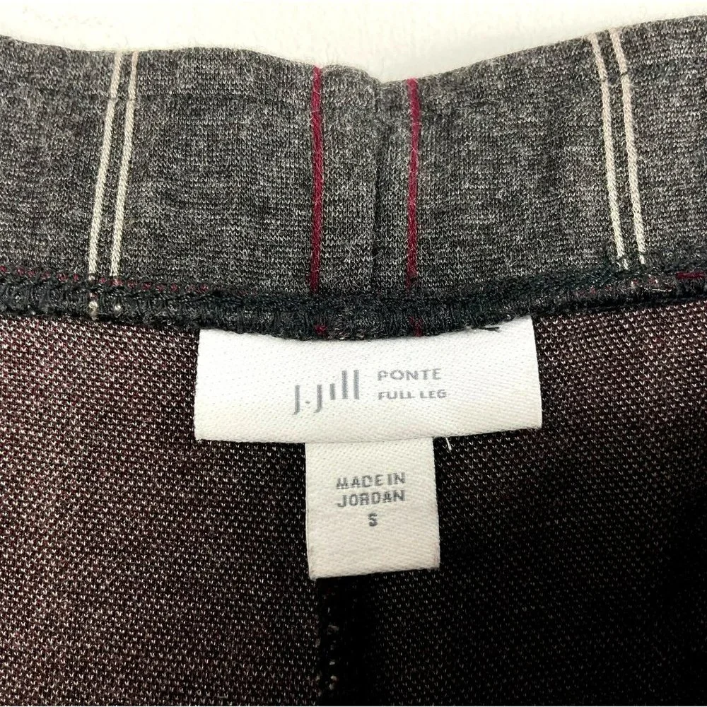 J Jill Pants Size Small Ponte Full Leg‎ Gray Plaid Elastic Waist Pockets